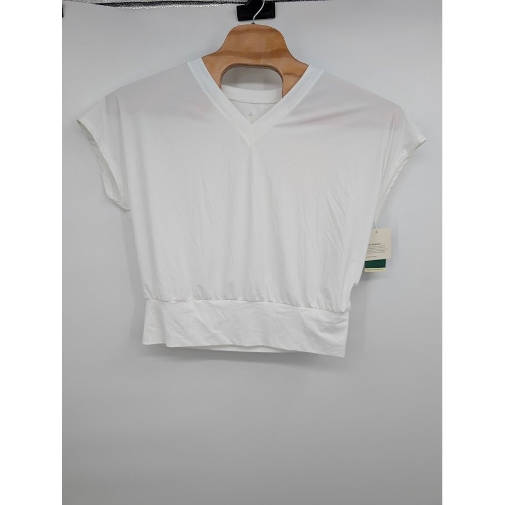 Halara V neck Instant Cool Quick Dry Yoga Sports Top NWT White Women's sz L